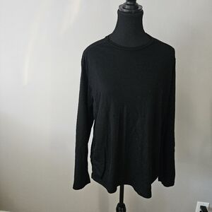 True North large oversized black long sleeve 100% Merino wool underlayer shirt